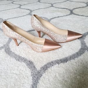 Kate Spade Champagne Glitter Heels 8.5